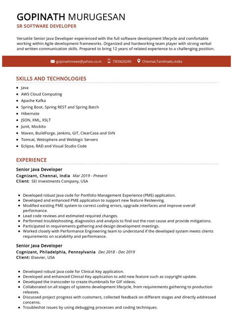 Senior Java Developer Resume Example In 2025 ResumeKraft