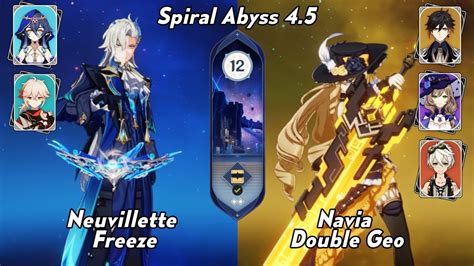 C0 Neuvillette Freeze C0 Navia Double Geo Spiral Abyss 4 5 Floor 12