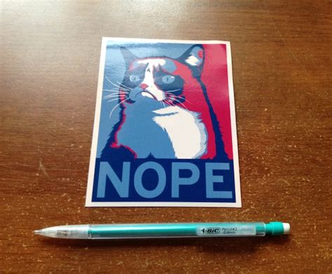 Grumpy Cat Nope Sticker by TattooTXPrints on Etsy