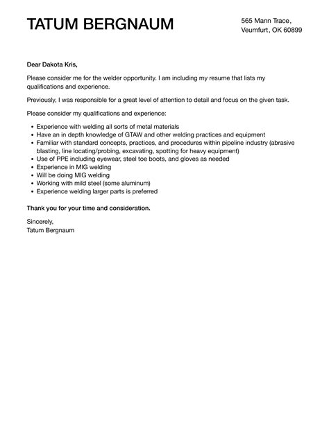 Welding Cover Letter