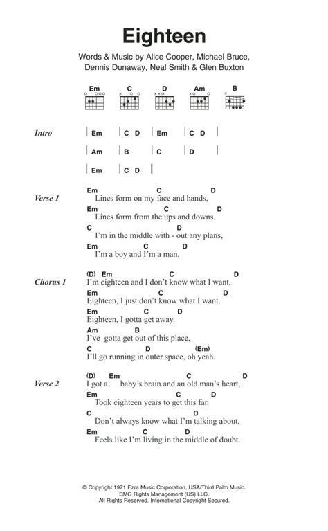 Eighteen by Alice Cooper - Guitar Chords/Lyrics - Guitar Instructor