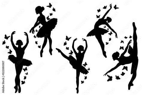 Ballerina Vector Illustration Ballerina Girl Dance Poses Art Ballet