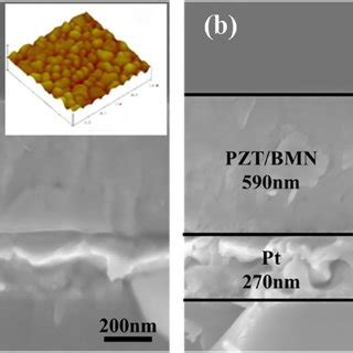 Cross Section FESEM And Surface AFM Inset Images Of A PZT And B