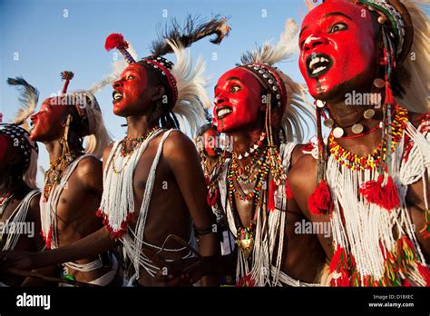 Young Wodaabe Nomads Are Dancing At The Annual Gerewol Festival Marking The End Of The Rainy