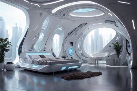 Premium Photo A Smart Minimalist Modern Hightech Scifi Futuristic Bedroom Interior 3d Home