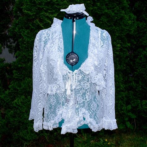 Sexy Three Piece Vintage White Lace Lingerie Set Depop