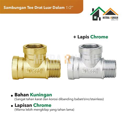 Jual Tee Cabang Tiga Nepel T Sambungan Pipa Kran Drat Male Female 1