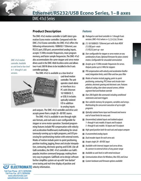 Galil Dmc41x3 Catalog PDF