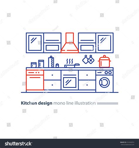 Kitchen Project Design Blueprint Combination Idea Stock Vector (Royalty Free) 614342810 ...