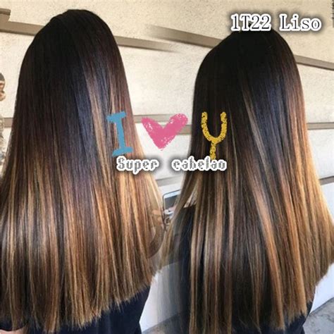 T L Cabelo Aplique Tic Tac T Liso Preto Ombre Hair