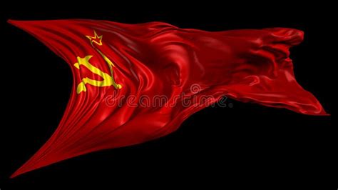 Flag Of The Soviet Union Waving At Wind With Blue Sky Loop Stock