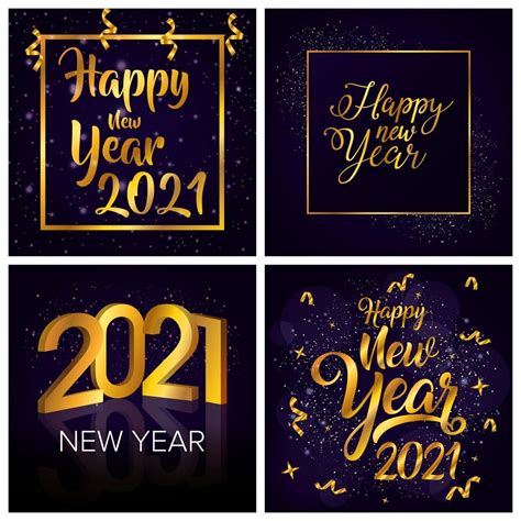 Happy New Year, 2021 celebration card set 1735533 Vector Art at Vecteezy