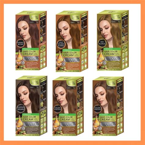 HairFix Natural Hair Color Cream Ash Blonde Ash Brown Caramel Brown