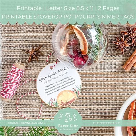 Printable Tags For Holiday Stovetop Potpourri Simmer Diy Neighbor