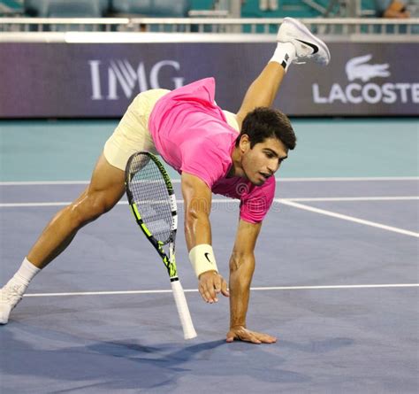 Carlos Alcaraz Of Spain In Action During Semifinal Match Against Jannik