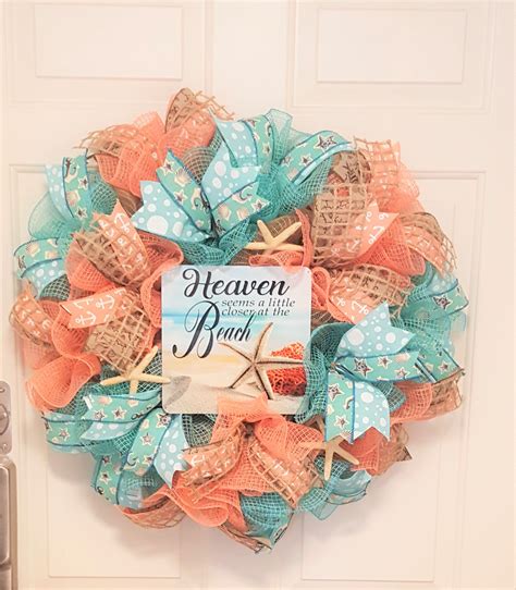 Summer Beach Wreath Coastal Beach House Decor In 2020 Beach Wreath