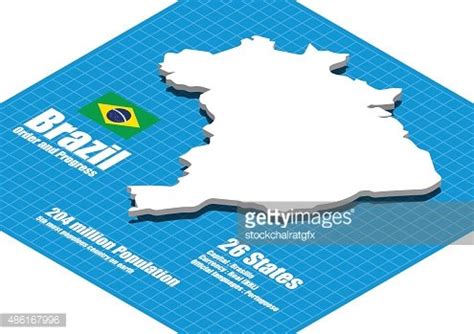 Brazil Map Vector Three Dimensional Stock Clipart Royalty Free