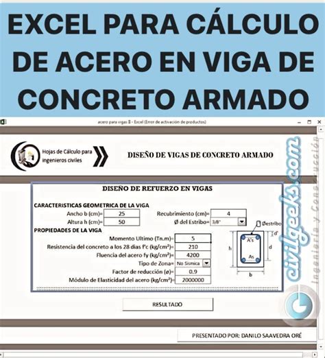 Excel Para CÁlculo De Acero En Viga De Concreto Armado Vigas De Concreto