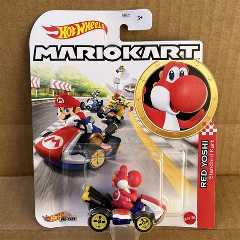 New Hot Wheels 1 64 Mario Kart Red Yoshi Standard Kart Collectible