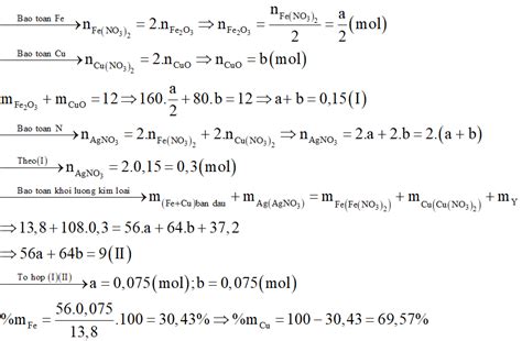 Cho 13 8 gam hỗn hợp bột Fe và Cu vào 750ml dung dịch AgNO3 nồng độ x