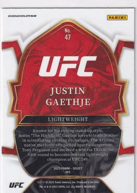 Panini Ufc Seleccione N M Justin Gaethje Concourse Rojo White