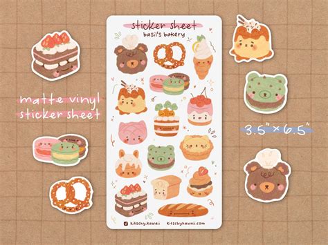 Bakery Sticker Sheet Cute Stickers Kawaii Stickers Cute Stationery