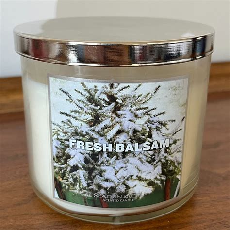 SLATKIN CO Bath Body Works FRESH BALSAM 3 Wick Scented Candle