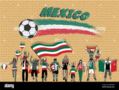 Mexican football fans cheering with Mexico flag colors in front of ...