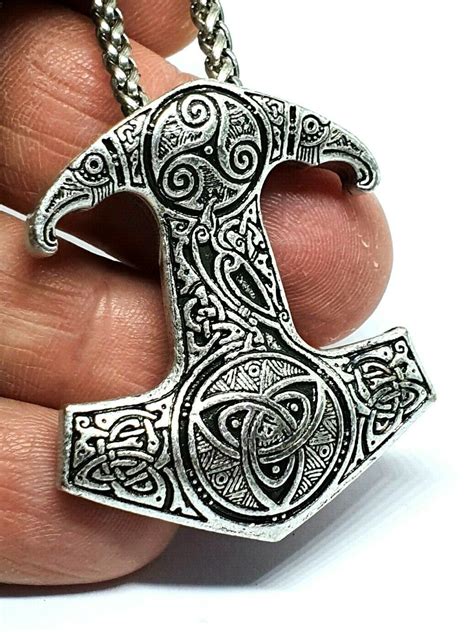 Thor S Hammer Raven Skane Triquetra Triskele Pendant Steel Link