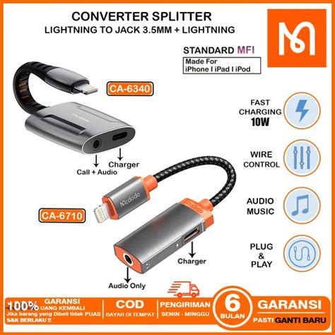 Jual Mcdodo Converter Splitter For Iphone Lightning Ke Jack Mm