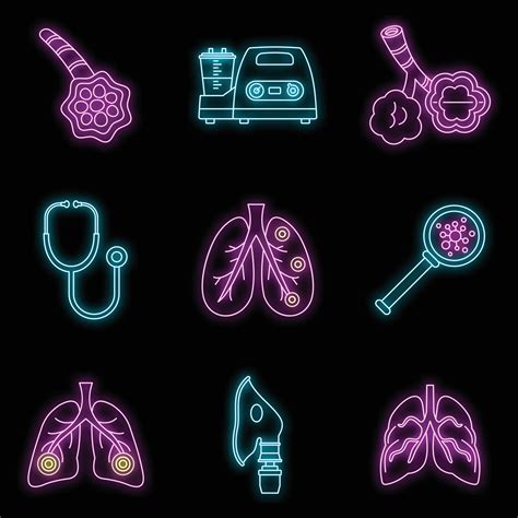 Pneumonia Disease Icon Set Vector Neon Vector Art At Vecteezy