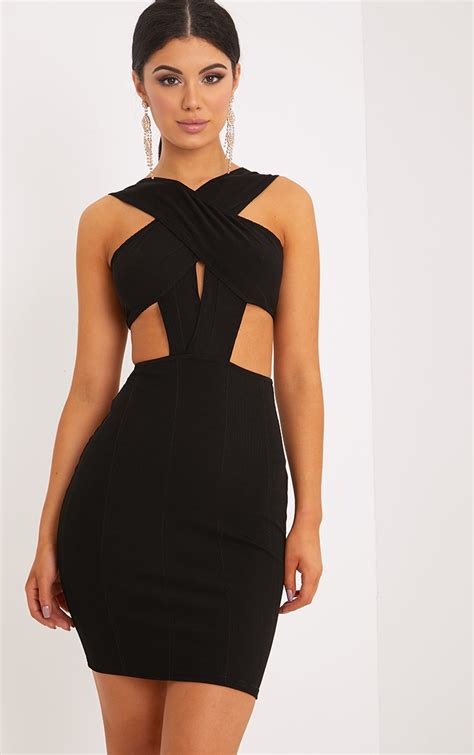 Briella Black Bandage Bodycon Dress Dresses Prettylittlething