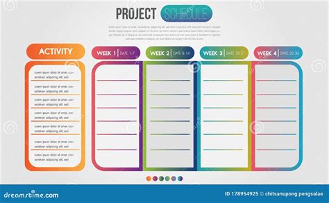 Project Schedule Chart Daily And Weekly Timetable Infographic Design