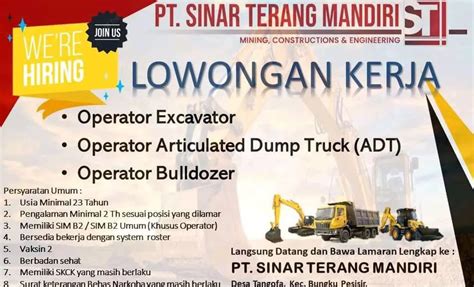 Lowongan Kerja Pt Sinar Terang Mandiri November Tambnas