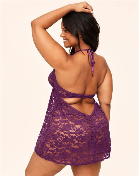 Loraina Dark Purple Plus Unlined Babydoll Adore Me