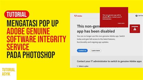 Tutorial Mengatasi Pop Up Adobe Genuine Software Integrity Service Pada