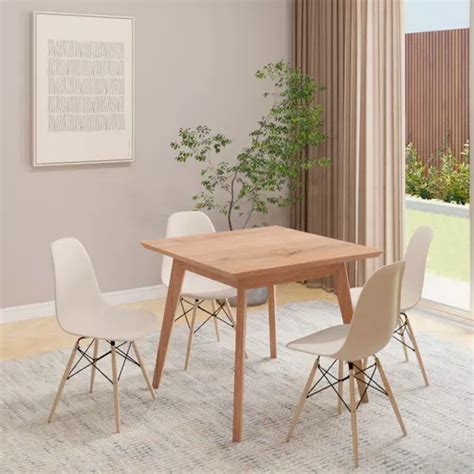 Mesa De Comedor Vertex X Cm Natural Con Sillas Eiffel Color Nude MercadoLibre