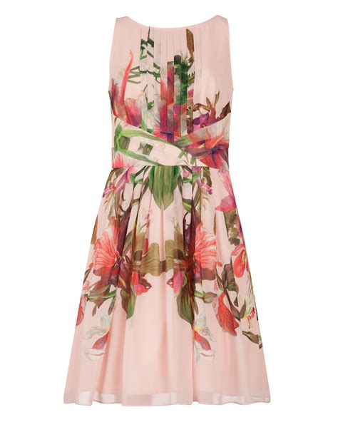 Ted Baker Carlii Symmetrical Orchid Floral Dress In Pink Lyst