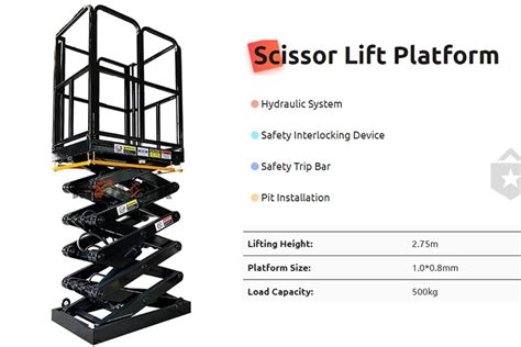 1 Ton Cargo Pallet Lift Platform Fixed Scissor Lift Platform Hydraulic ...