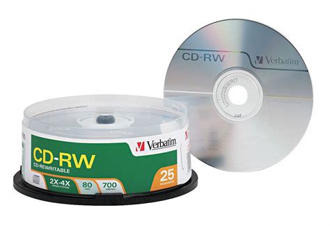 VERBATIM CD-RW Disc, 700 MB Capacity, 4x Speed - 14F863|VER95169 - Grainger