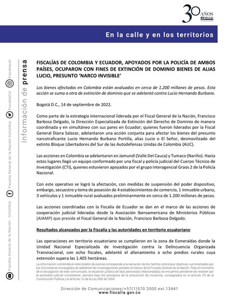 Fiscalía Colombia on Twitter Las acciones coordinadas con la