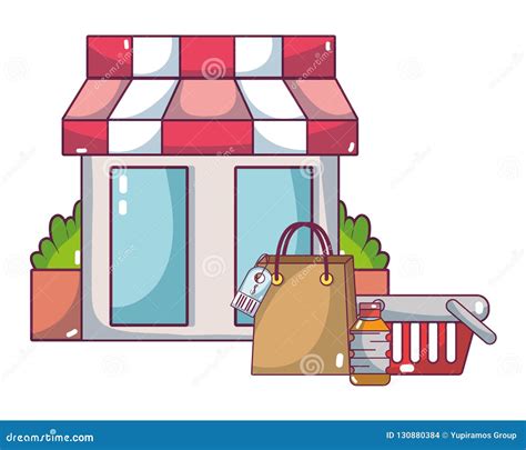 Supermarket Grocery Products Cartoon Stock Vector Illustration Of