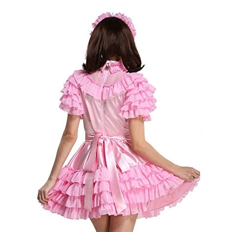 Gocebaby Lockable Sissy Maid Dress Satin Pink Crossdresser Costume