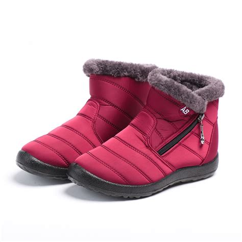 huanledash Women Winter Warm Ankle Snow Boots Slip-on Zip Waterproof ...