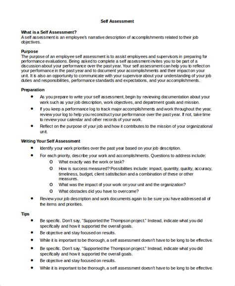 Free 13 Self Assessment Samples In Pdf Word Excel