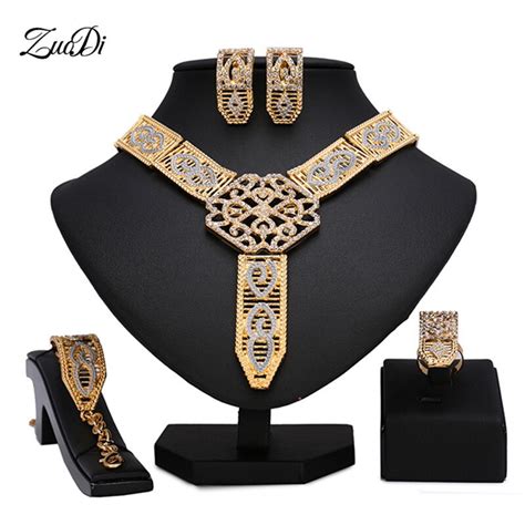 Zuodi Exquisite Dubai Gold Jewelry Set Brand 2019 Nigerian Woman