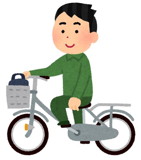 無料イラスト かわいいフリー素材集 自転車の片手運転をする人のイラスト