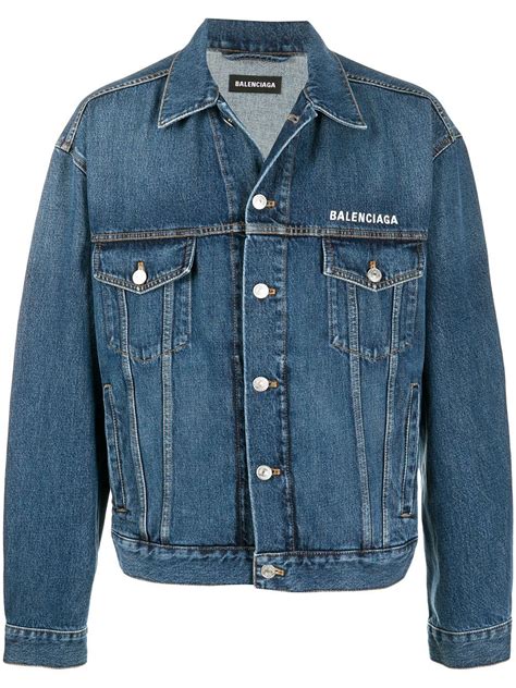 Balenciaga Logo Embroidered Denim Jacket Farfetch