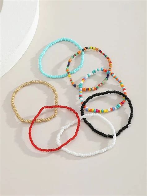 Pcs Beaded Bracelet Shein Usa In Beaded Bracelets Seed Bead