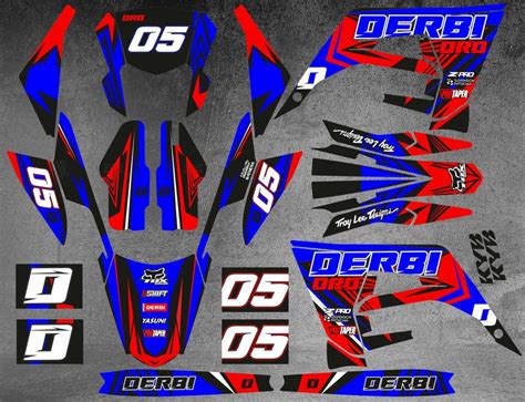 Kit déco Derbi 50 2018 2021 Craft Bleu Rouge Kitdeco moto fr